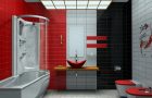 Червено, черно и бяло в банята