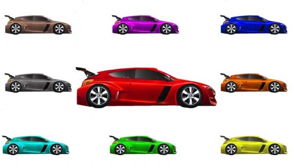Samochody w różnych kolorach